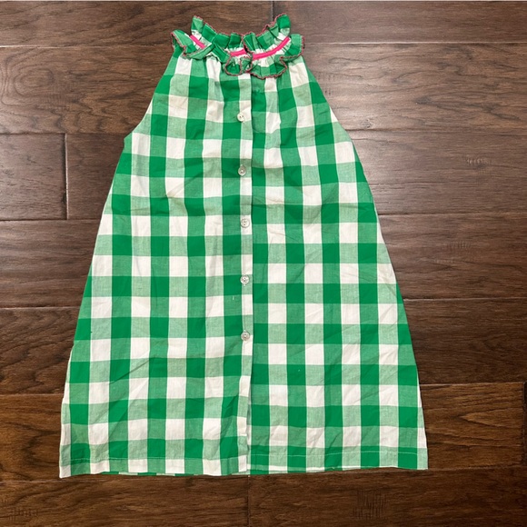 Girls The Oaks Apparel Green Gingham Print Knit Dress 6 - Picture 6 of 8